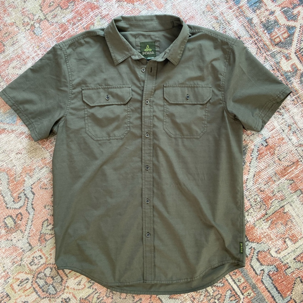 Prana Men's Dark Green Short Sleeve Shirt Jacket